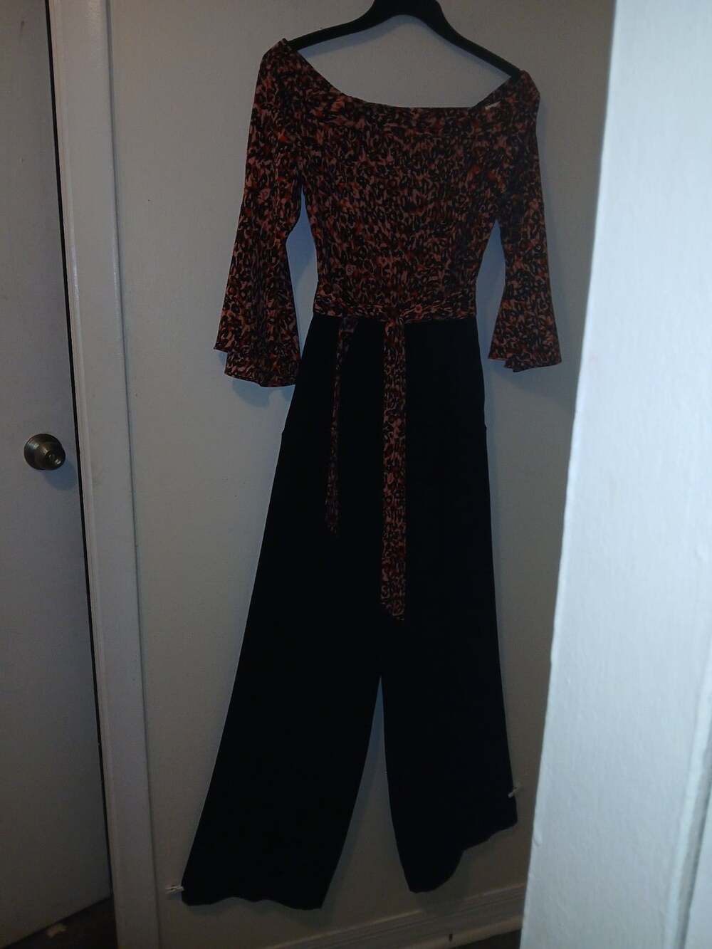 Karen Millen Off-Shoulder Animal Print Jumpsuit Size US 4
